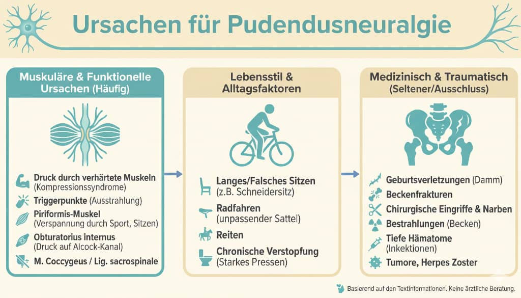 Ursachen für Pudendusneuralgie - Unter der Gürtellinie - Praxis R. Bruckmann 2026